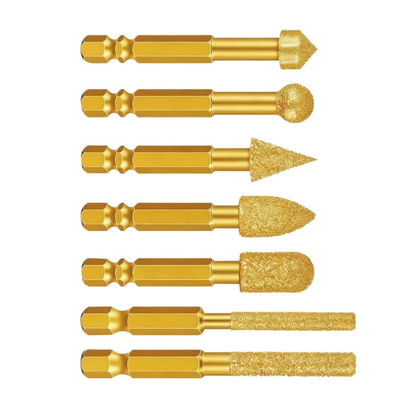 TAPDRA 7Pcs Diamond Grinding Heads 6mm Hex Shank For Glass Ceramic Stone Marble Polishing Shaping DIY Projects