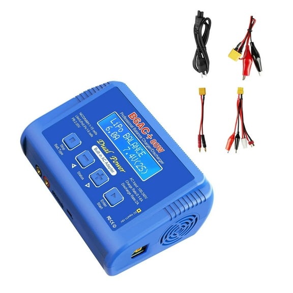 TAPDRA 80W Multi-Chemistry Battery Balance Charger for LiPo Li-ion NiMH NiCd LiFePO4 PB with LCD Display US Plug