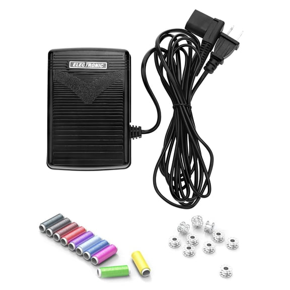 TAPDRA AC110V Sewing Machine Foot Pedal Controller for Singer Models 413 700 1482 Touch Sew Series with Bobbins Thread