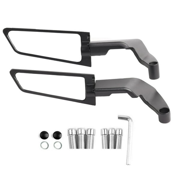 TAPDRA Black Motorcycle Mirrors Universal Fit Double Rotation for Duke Z900 Streetfighter Tuono MT-07 Convex Lens