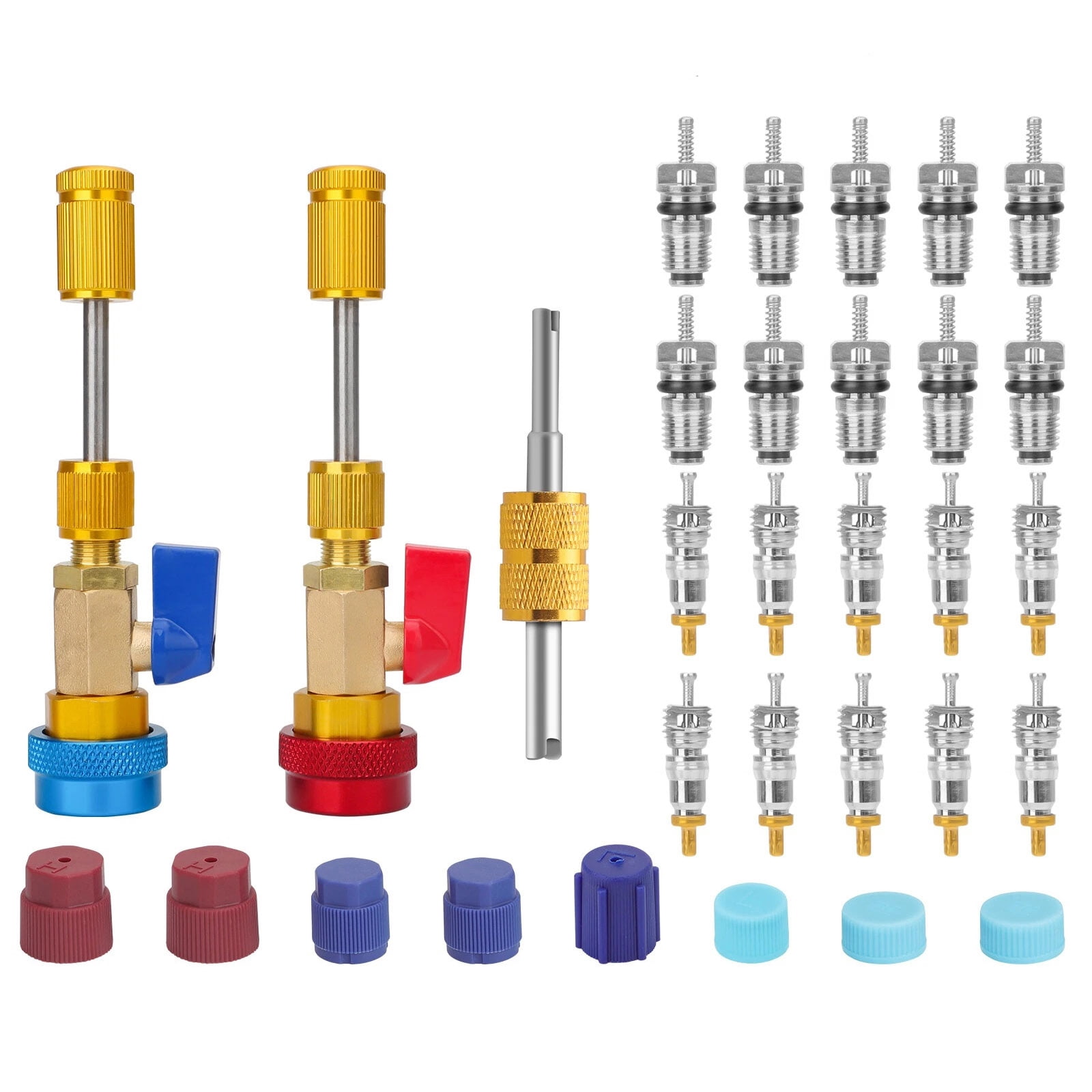 TAPDRA Brass Valve Core Remover Installer for HVAC Maintenance for R134A systems Red High Pressure Blue Low Pressure
