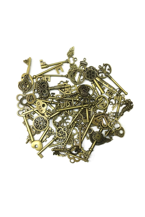 Bronze Skeleton Key Charms 69 Pieces Mixed Sizes Metal Alloy Pendants For Necklace Bracelet Making