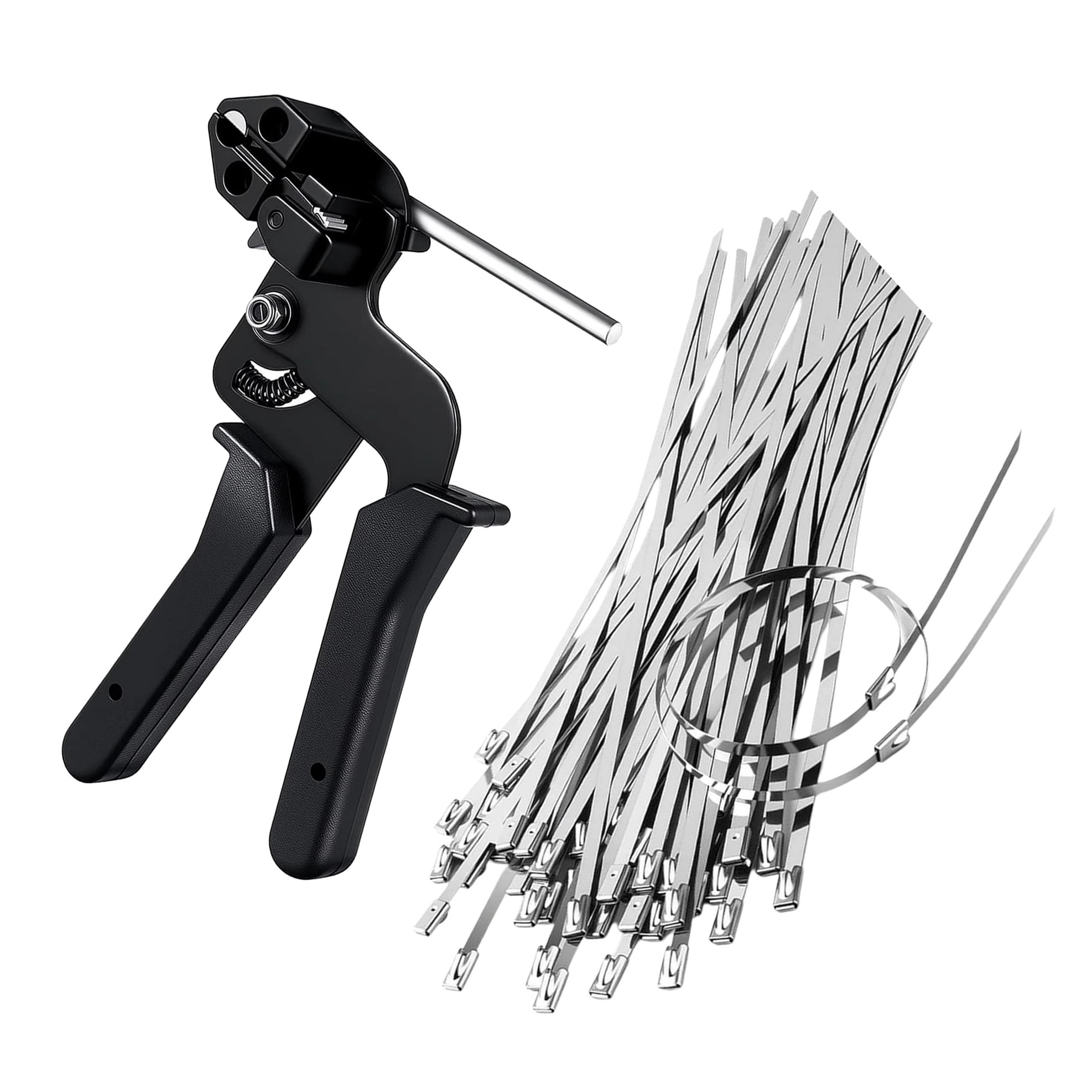 TAPDRA Cable Tie Gun With 100Pcs Stainless Steel Zip Ties Heat Cold Corrosion Resistance For Automotive Marine Construction Wiring Organization
