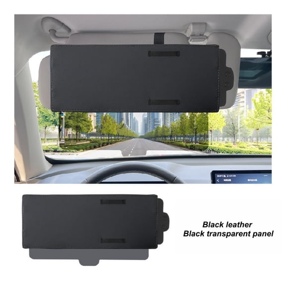 TAPDRA Car Sun Visor Black Polarized PU PC Universal Size Anti Shock Strap 31x13 CM for Day Night Vehicle Windshield Sun Glare Filtering