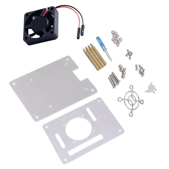 TAPDRA Clear Acrylic Case with Cooling Fan for Raspberry Pi 3 Model B/2 Model B Half-Open Design, Efficient Heat Dissipation
