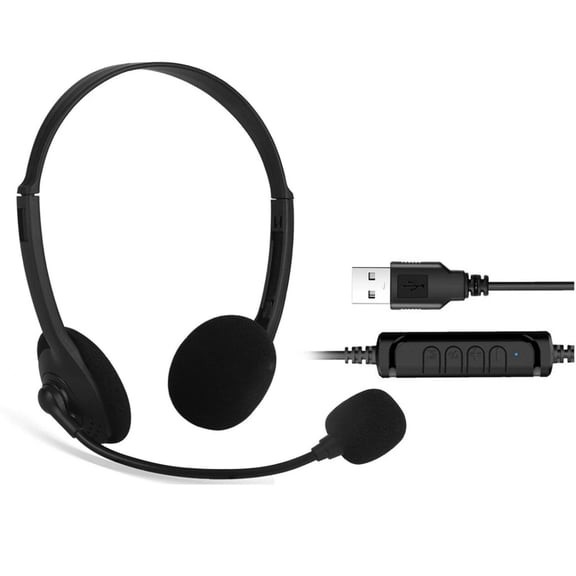 TAPDRA Comfort USB Headphone Memory Foam Earmuffs Adjustable Headband 2M Cable For Online Course Webinar Presentation