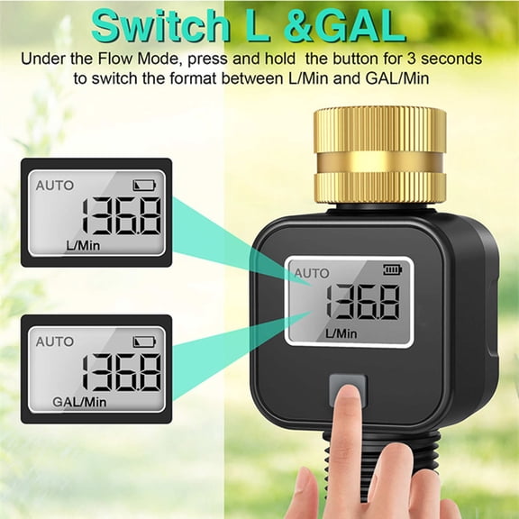 TAPDRA Compact Water Flow Meter Multi Mode Data Display For Outdoor Gardening Cleaning Water Flow Meter Equipment