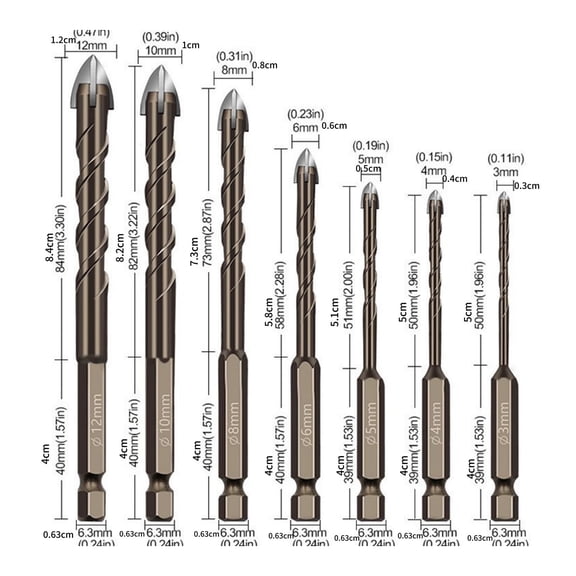 TAPDRA Complete Size Hex Shank Drill Bit Package For Construction Worker Household Diy Concrete Brick Tile Drilling Supply