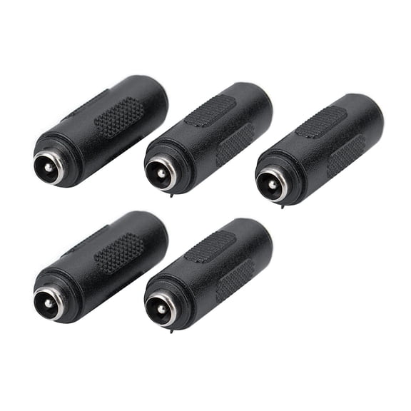 TAPDRA DC Power Connector Female to Female 5.5x2.1mm Coupler 5 Pcs PVC CCTV LED Strip Reusable Black Durable