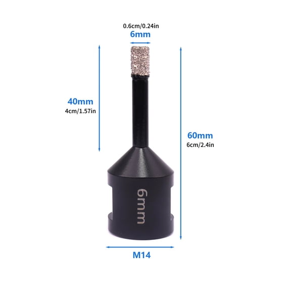 TAPDRA Diamond Dry Drill Bit 6mm M14 Thread Clean Cutting Performance For Tile Marble Granite Concrete Material