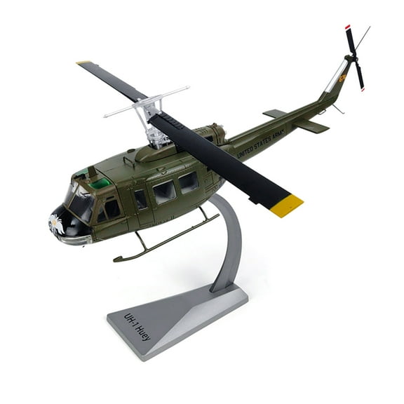 TAPDRA Die Cast US Army UH-1 Huey Helicopter Model 1:48 Scale 11.4in Length Rotatable Tail Propeller Detachable Base for Collectors