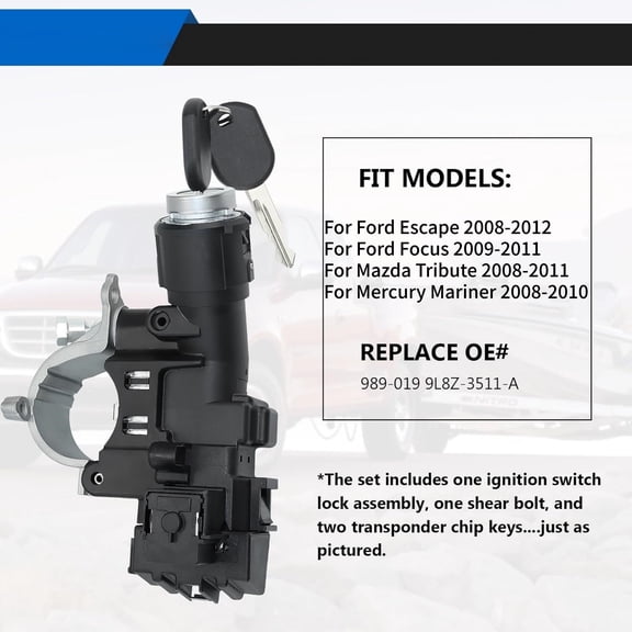 TAPDRA Durable Ignition Switch Lock Cylinder Assembly OE ZZCB66160 for Ford Focus 2009-2011 Escape 2.5L 3.0L Engines