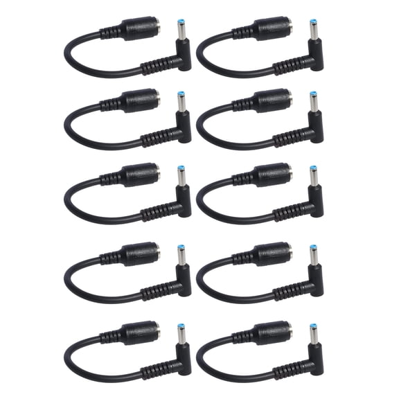 TAPDRA For HP Laptops Power Converter Adapter 10 Pack Black 17cm 7.4mm to 4.5mm Jack DC Input Cable Pigtail Connector