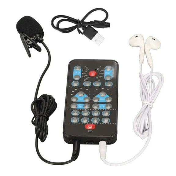TAPDRA For Live Streaming Podcast Mini Sound Card Handheld Voice Changer Black Plastic Bluetooth V5.0 Built-in Battery