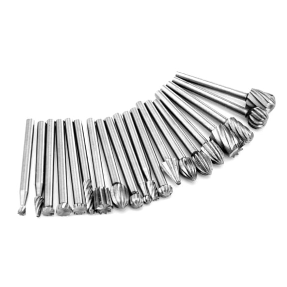 TAPDRA HSS Rotary Burr Set 20 Different Shape Bits 3.17mm Shank For Woodworking Drilling Grinding Engraving Work