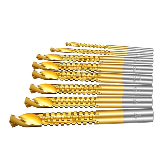 TAPDRA HSS Titanium Coated Drill Bit Set 8 Sizes Hex Shank Fully Ground Spiral Flute Design For Metal Wood Plastic Working