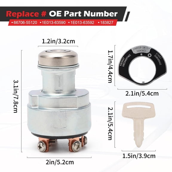 TAPDRA Ignition Starter Switch Assembly 1E013 Series OEM Spec Structure For Kubota Power Equipment And Grasshopper Mowers