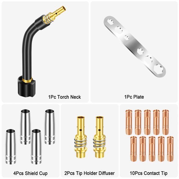 TAPDRA MB15 15AK MIG Torch Welding Kit 18PC 0.8mm Contact Tips Copper for Welders Repair DIY