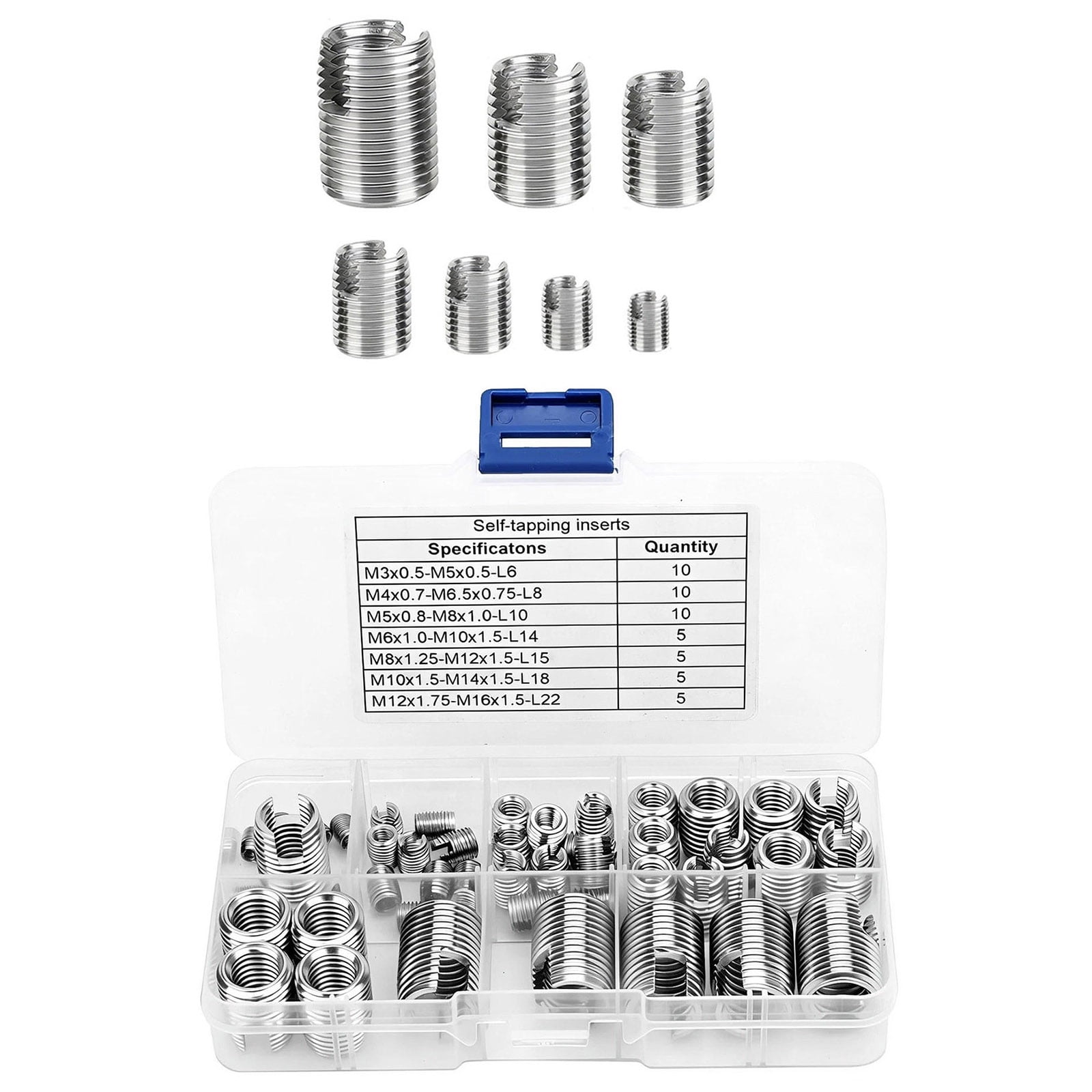 TAPDRA Metric Self Tapping Thread Inserts Kit 50Pcs Stainless Steel Vibration Resistance For Damaged Threaded Hole Restoration