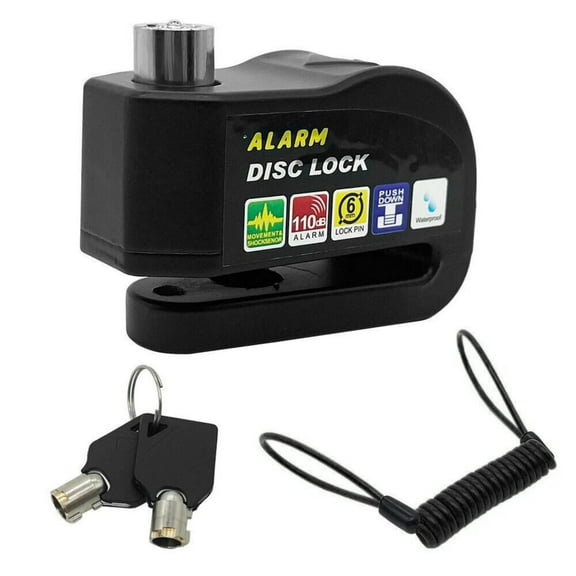 TAPDRA Motorcycle Scooter Bicycle Disc Brake Lock Alarm 110dB Anti Theft Waterproof Aluminum Alloy Reminder Rope Included