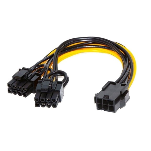 TAPDRA PCIE Power Cable Adapter 6 Pin Female to Dual 8 Pin Male for GPU 120W 20cm 18 AWG Wire Length