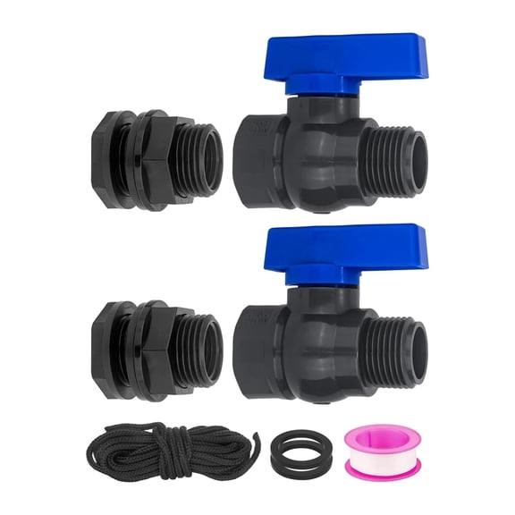 TAPDRA PVC Ball Valve Bulkhead Fitting Set With Seal Gaskets For Rain Bucket Garden Hose Outdoor Water Storage