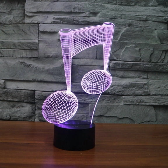 TAPDRA Part 3D Stereoscopic Kids Home Gifts 7-Color Visual Touch Lamp Music Note 3D LED Night Lights