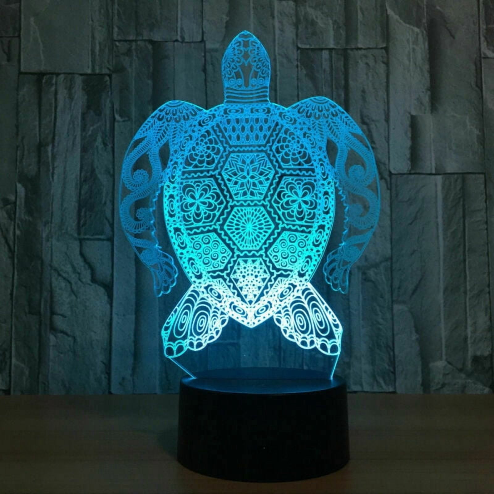Led Screen Animation Turtle 3D Sea Turtles illusion LED Night Light 7 Color Table Lamp Touch Switch ...