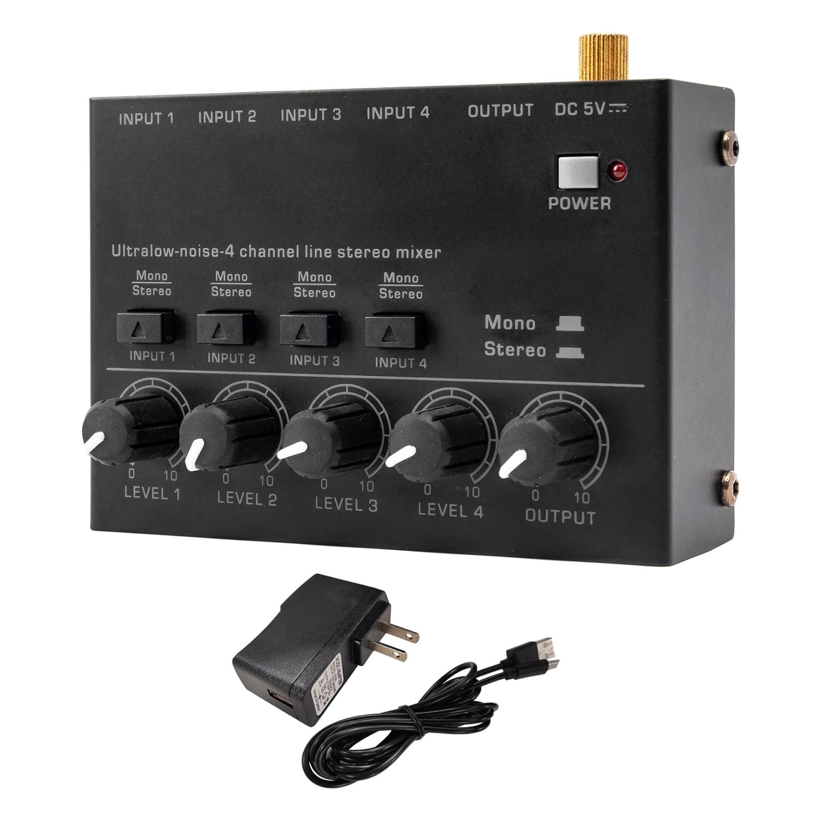 TAPDRA Professional 4-Channel Mini Audio Mixer for Stage Monitoring Sub-mixes with Ultra-Low Noise Performance