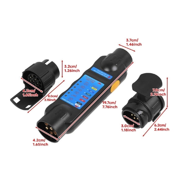 TAPDRA Professional Trailer Tester For 12V 7/13 Pin, Black Circuit Detector For Car Caravan Trailer Truck Maintenance Kit
