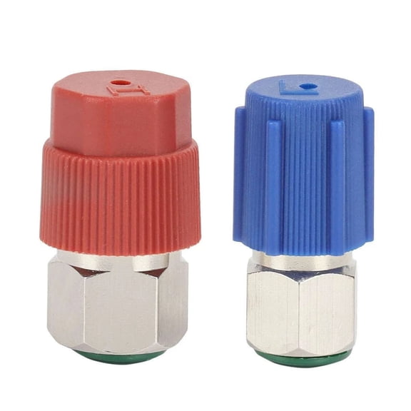 TAPDRA R134A Conversion Adapters for R12 System Metal Plastic 1/4 SAE Red Blue Caps Easy Screw Install