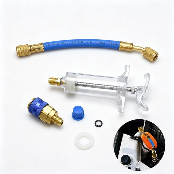 TAPDRA R134A HVAC Oil Injector 30ml Dye Leak Detector with 13mm Quick Coupler Low Pressure AC Repair Kit Automotive