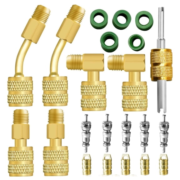 TAPDRA R410A Adapter Kit Charging Vacuum Port for HVAC Systems 45 90 Straight Angle Brass Alloy Professional Grade Use