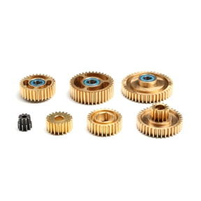 TAPDRA RC Car Gearbox Gear Set for TAMIYA 1/14 Tractor Trailer Brass Steel Teeth 7Pcs Firm and Durable 150g