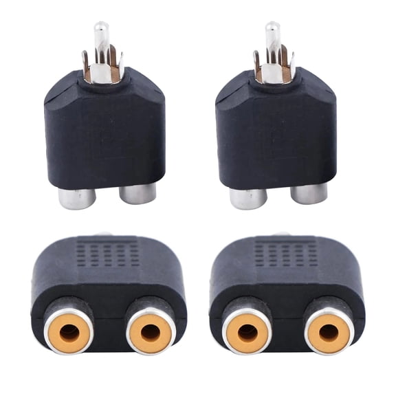 TAPDRA RCA Male to Dual Female Splitter Audio Video Adapter Signal Extension Plug Connector Set 4 Pack Black Easy Use