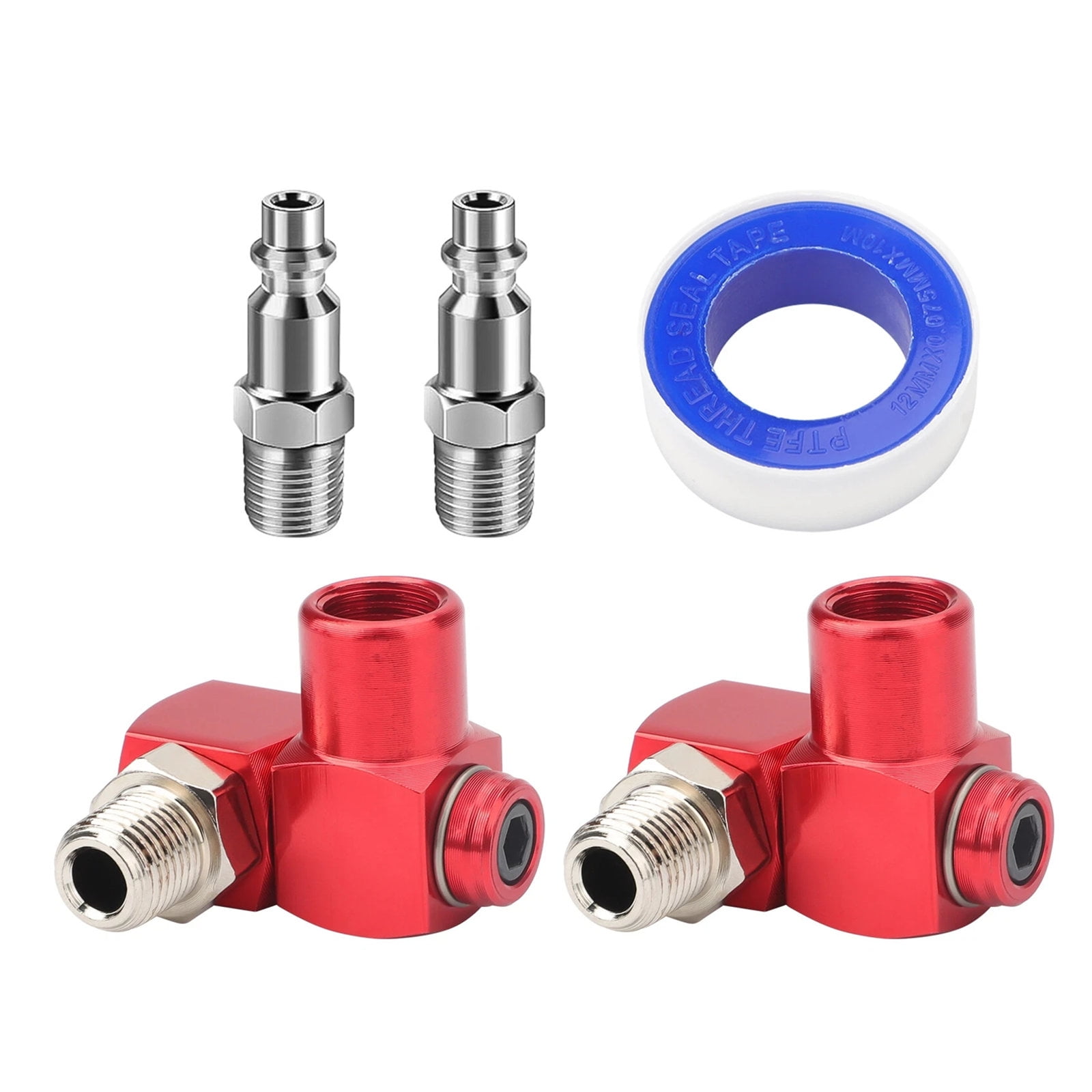 TAPDRA Red Aluminum 360° Swivel Air Hose Fittings 1/4” MNPT FNPT Quick ...