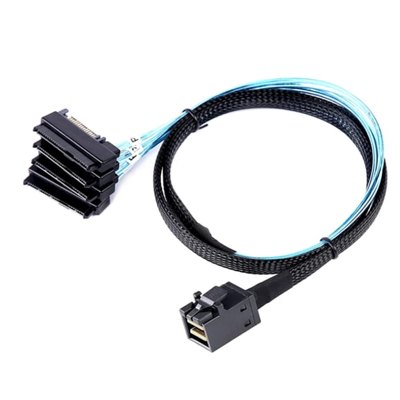 TAPDRA SFF-8643 to 4x SFF-8482 Mini SAS Cable 1 Meter Black Blue for Controller Based SAS HDD Connection Power Port Included