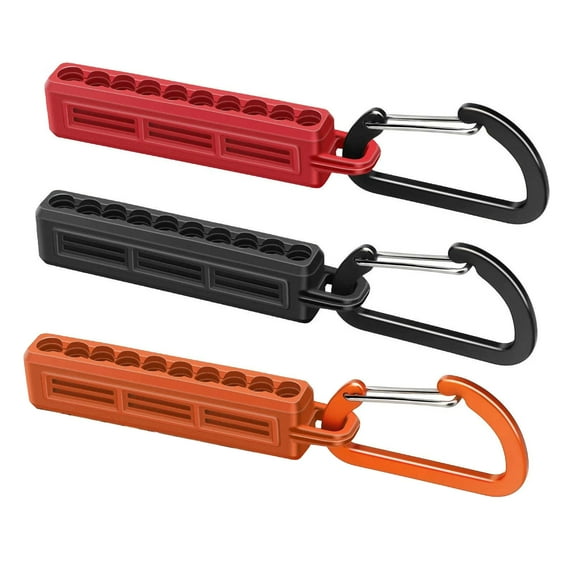 TAPDRA Screwdriver Bit Storage Organizer 3Pcs For 14 Hex Bits Rubber Aluminum Alloy Color Coded Carabiner Clip Tool Bag