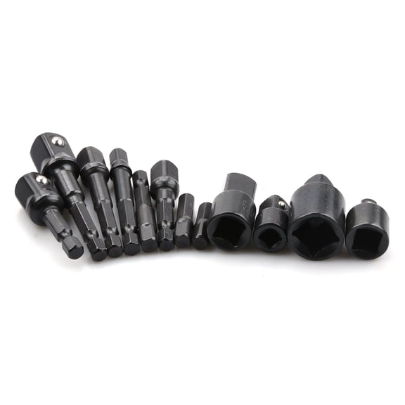 TAPDRA Socket Adapter Kit 12Pcs Hex Shank Square Drive Spring Lock Ball For Household DIY Construction Equipment Repair Projects