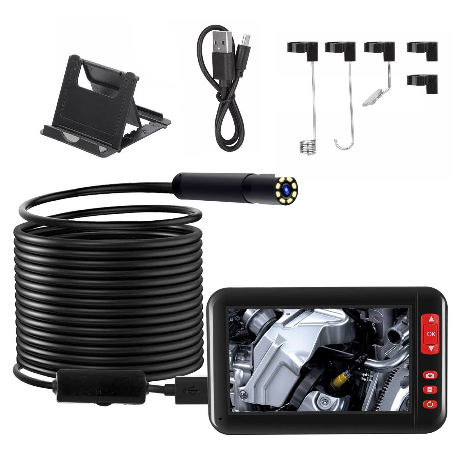 TAPDRA Store Industrial Borescope Camera Endoscope 4.3 Screen 1080P HD 8mm 2M Cable Waterproof 8 LED Photo Video