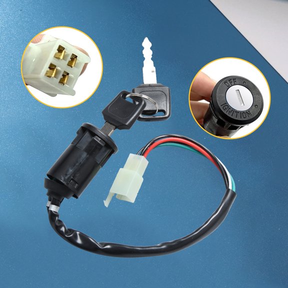 TAPDRA Universal Small Engine Ignition Key Switch 4 Pin Design For Off Road Quad Scooter Moped Dirt Bike Application