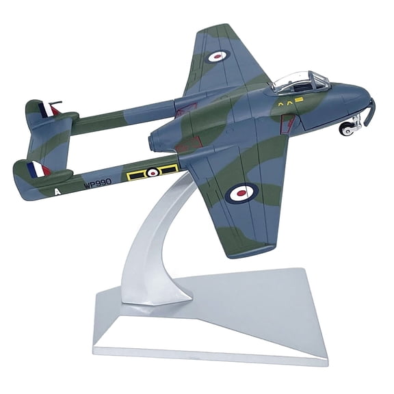 TAPDRA WWII RAF D.H.100 Vampire Jet Model, Die Cast Alloy+Plastic 1:72, Display Stand for Showcase Desk Birthday