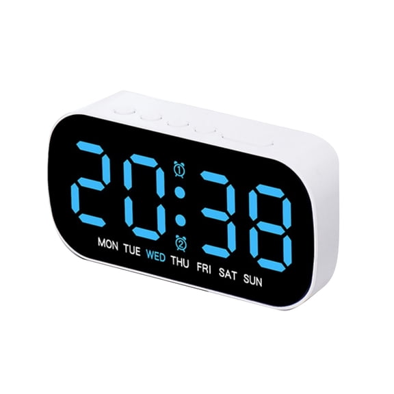 TAPDRA White Bedroom Alarm Clock LED Display 5 Brightness Dual Alarm Snooze for Home Use Time Date Temp Display