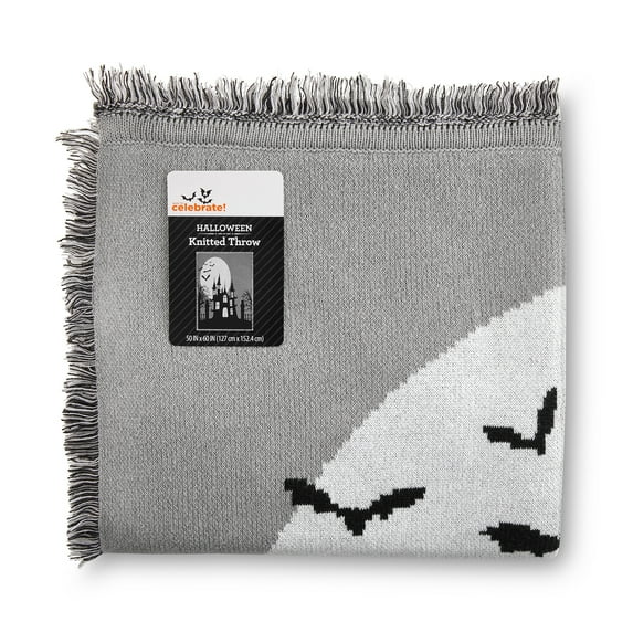 Way to Celebrate Halloween Soft Touch Multicolour Haunted House Jacquard Knitted Tapestry Throw