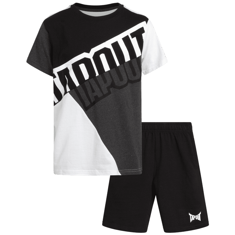TAPOUT Active Shorts Set - 2 Piece Performance Short Sleeve T-Shirt and  Fleece Sweat Shorts (8-12)