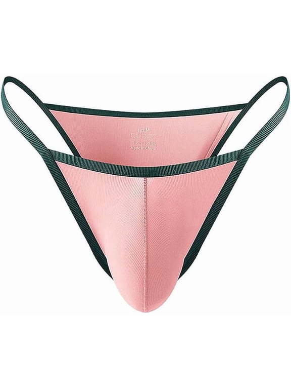 Mens G String Underwear, Micro Ice Silk Bikini Briefs (Pink 1-Pack, Medium)