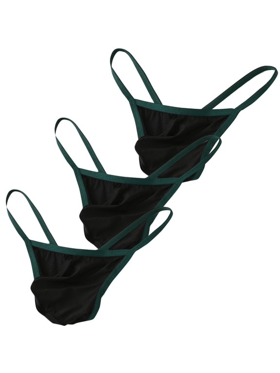 Mens Micro Thongs and G-strings Underwear (Black 3-Pack, Medium)