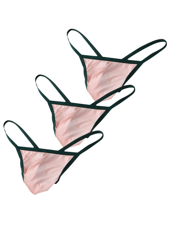 Mens Micro Thongs and G-strings Underwear (Pink 3-Pack, Medium)