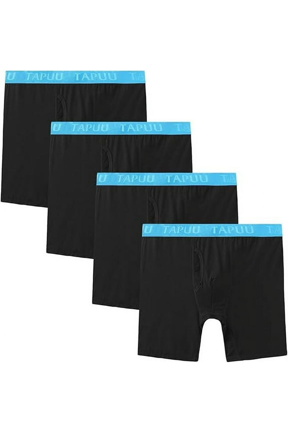 Mens Underwear Bamboo Rayon Breathable Boxer Briefs (Blue-waistband 4*pack, 2xl)