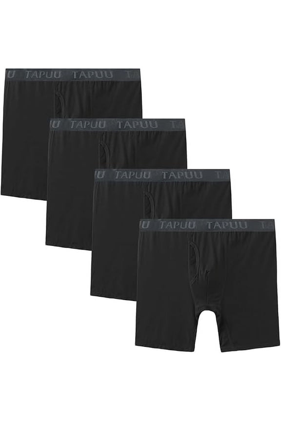 Mens Underwear Bamboo Rayon Moisture Wicking Boxer Briefs with Pouch (Black-waistband 4*pack, Medium)